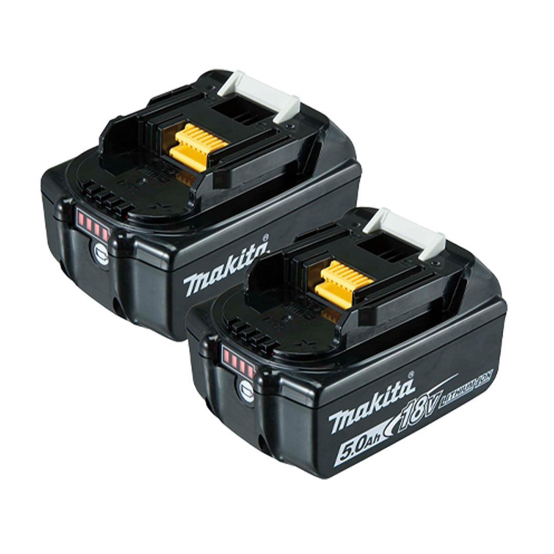 18 V Makita Blower Set with Dust Collection and Two 5.0 Ah Batteries